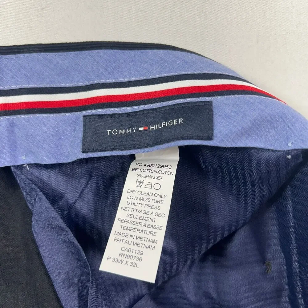 Tommy‎ Hilfiger Corduroy Pants Mens 33x32 Solid Black Modern-Fit NEW